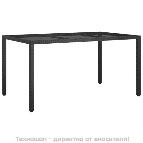 Градински трапезен комплект възглавници 5 части черен полиратан