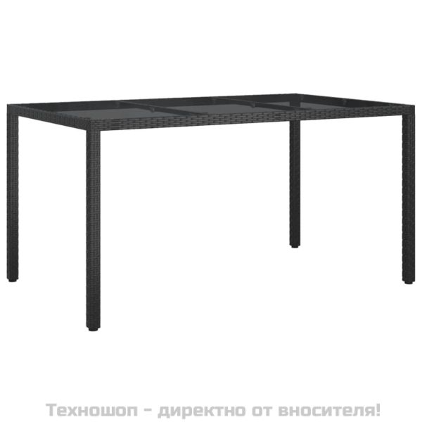 Градински трапезен комплект възглавници 5 части черен полиратан