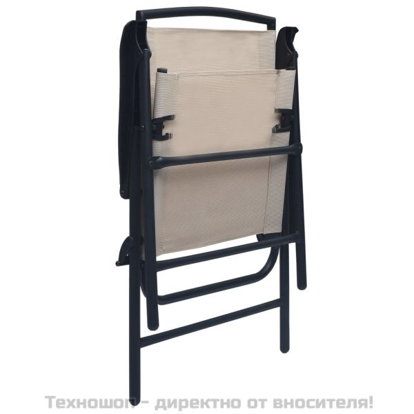 Сгъваеми градински столове, 2 бр, textilene, кремави
