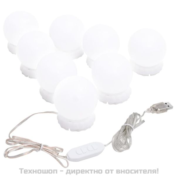Огледало с LED лампи, 90x45 см, стъкло, арка