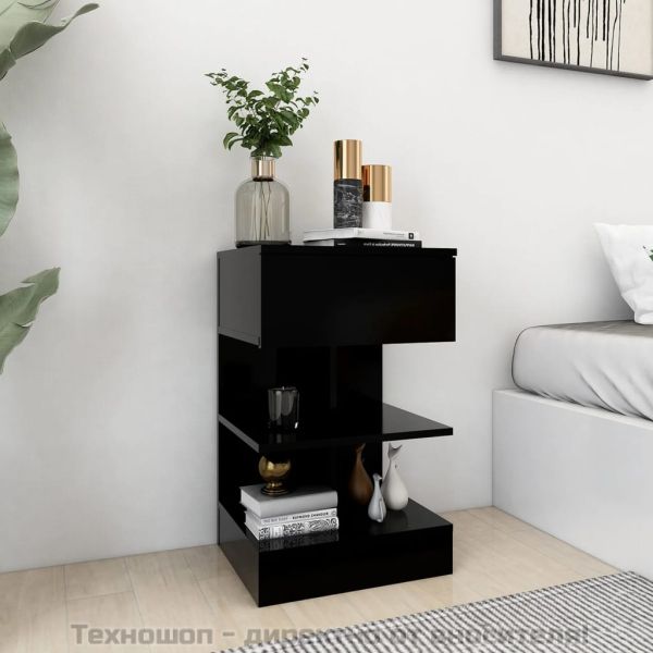 Нощни шкафчета, 2 бр, черни, 40x35x65 см