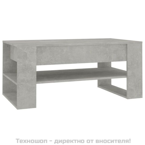 Маса за кафе, бетонно сива, 102x55x45 см, инженерно дърво