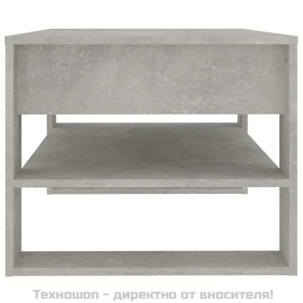 Маса за кафе, бетонно сива, 102x55x45 см, инженерно дърво
