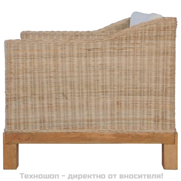 Фотьойл с възглавници, естествен ратан