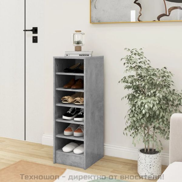 Шкаф за обувки, бетонно сив, 31,5x35x90 см, инженерно дърво
