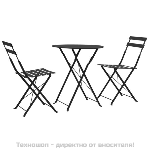 Бистро комплект, 3 части, стомана, черен