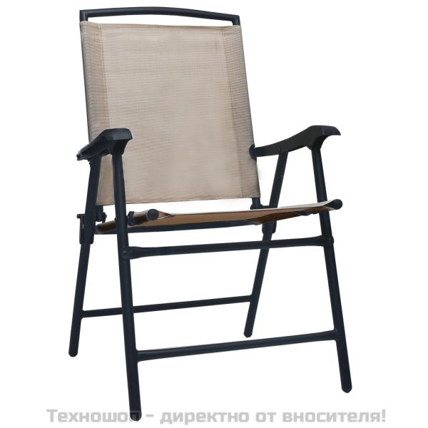 Сгъваеми градински столове, 2 бр, textilene, таупе