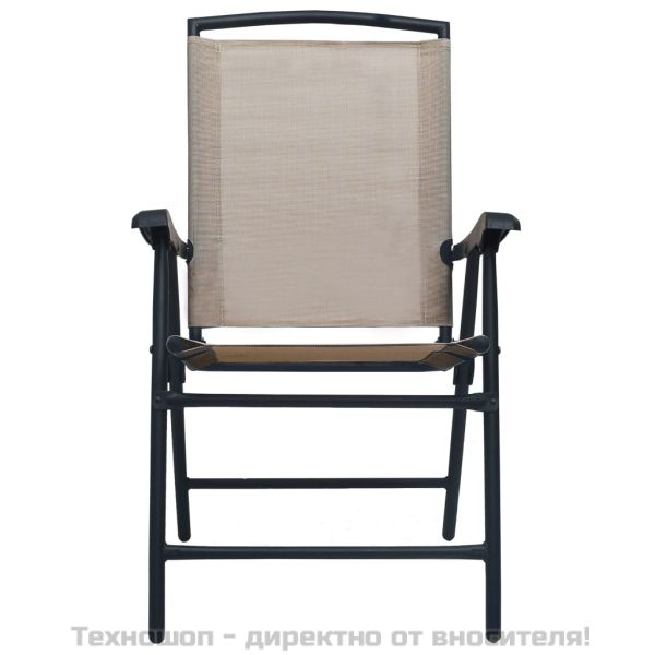 Сгъваеми градински столове, 2 бр, textilene, таупе