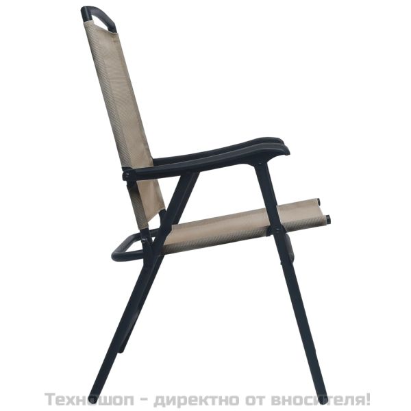 Сгъваеми градински столове, 2 бр, textilene, таупе