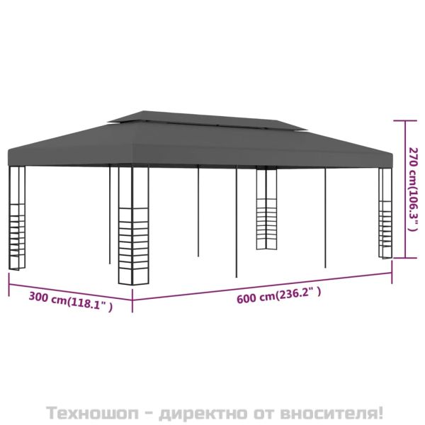 Шатра беседка, 3х6 м, антрацит