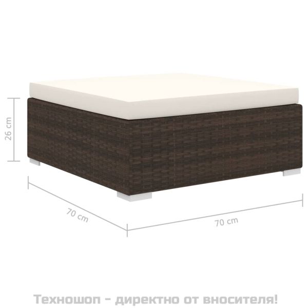 Градински комплект с възглавници, 11 части, кафяв полиратан