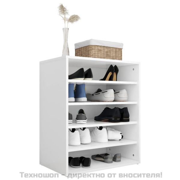 Шкаф за обувки, бял, 60x35x70 см, инженерно дърво