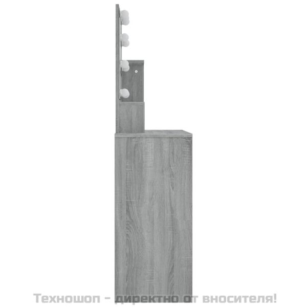 Тоалетка с LED, сив сонома, 86,5x35x136 см