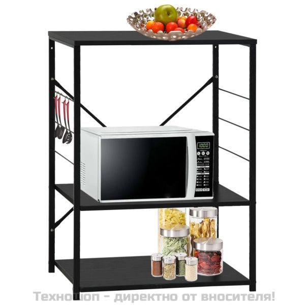 Шкаф за микровълнова, черен, 60x39,6x79,5 см, инженерно дърво