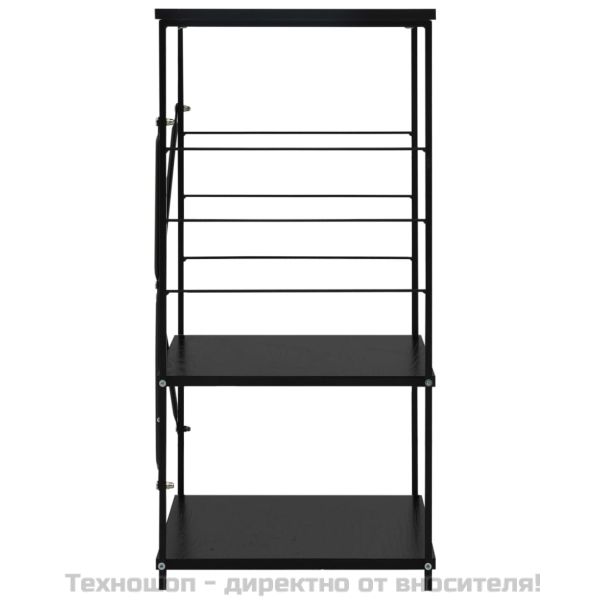 Шкаф за микровълнова, черен, 60x39,6x79,5 см, инженерно дърво