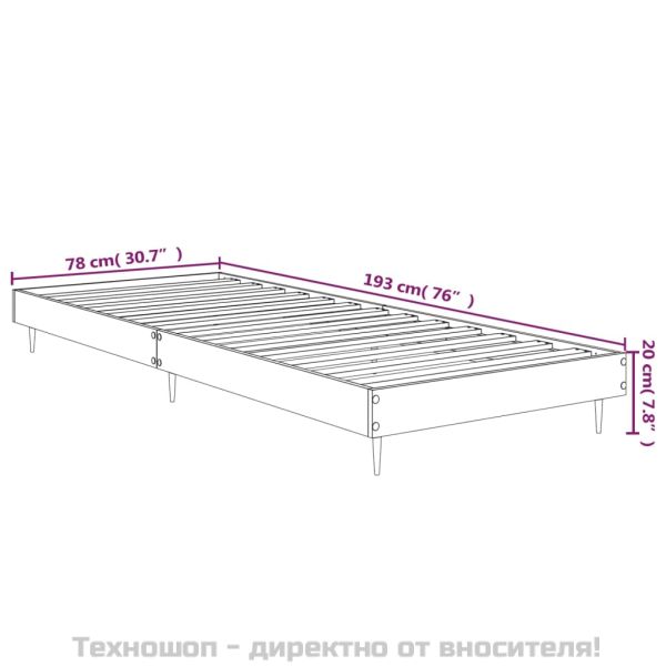 Рамка за легло, бяла, 75x190 см, инженерно дърво