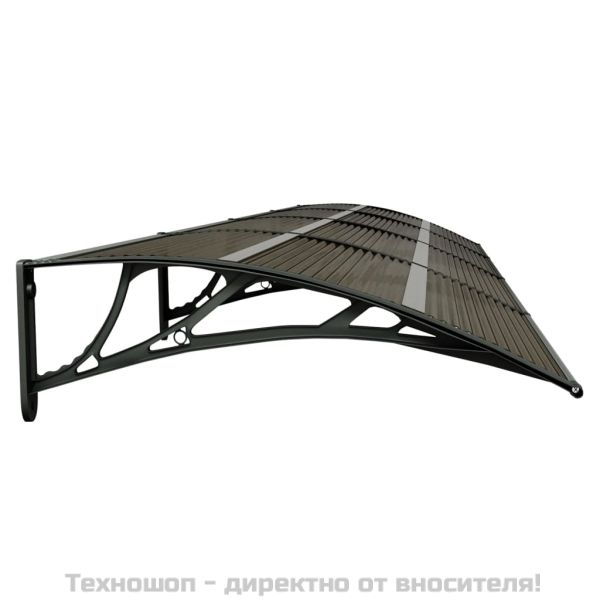Навес за врата, черен, 350x75 см, поликарбонат