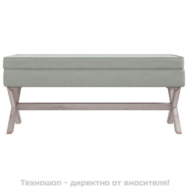 Табуретка за съхранение, светлосива, 110x45x49 см, кадифе