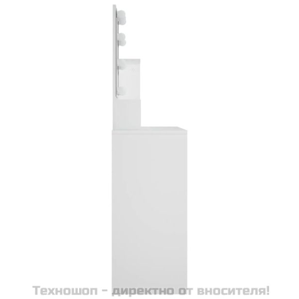 Тоалетка с LED, бяла, 86,5x35x136 см