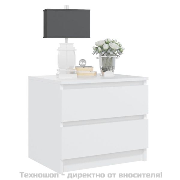 Нощни шкафчета, 2 бр, бели, 50x39x43,5 см, инженерно дърво