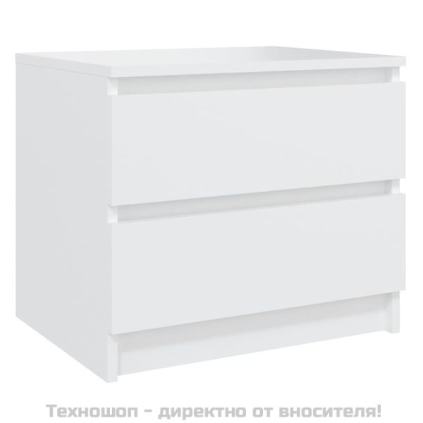 Нощно шкафче, бялo, 50x39x43,5 см, инженерно дърво