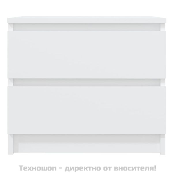 Нощно шкафче, бялo, 50x39x43,5 см, инженерно дърво