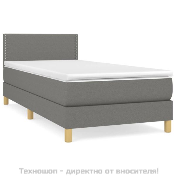 Боксспринг легло с матрак, тъмносив, 90x190 см, плат