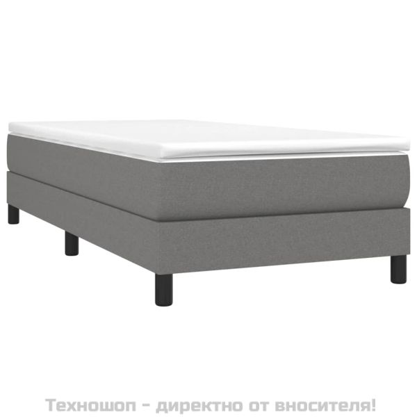Боксспринг легло с матрак, тъмносив, 90x190 см, плат