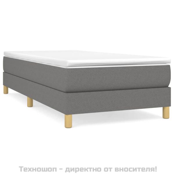 Боксспринг легло с матрак, тъмносив, 90x190 см, плат