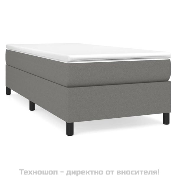 Боксспринг легло с матрак, тъмносив, 90x190 см, плат