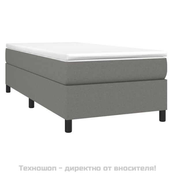 Боксспринг легло с матрак, тъмносив, 90x190 см, плат
