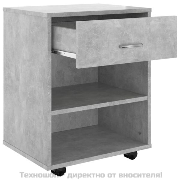 Подвижен шкаф, бетонно сив, 46x36x59 см, инженерно дърво