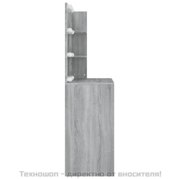 Тоалетка с LED, сив сонома, 74,5x40x141 см