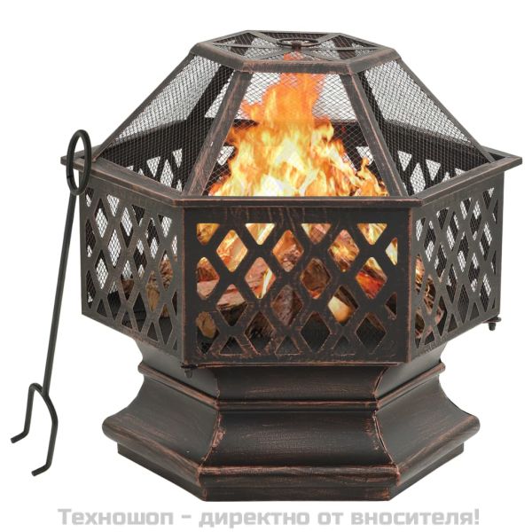 Рустик огнище с ръжен 62x54x56 см XXL стомана