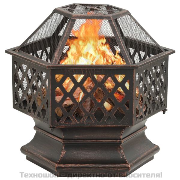 Рустик огнище с ръжен 62x54x56 см XXL стомана