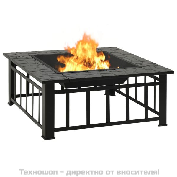 Преносимо огнище с ръжен, 79x79x46,5 см, XXL, стомана