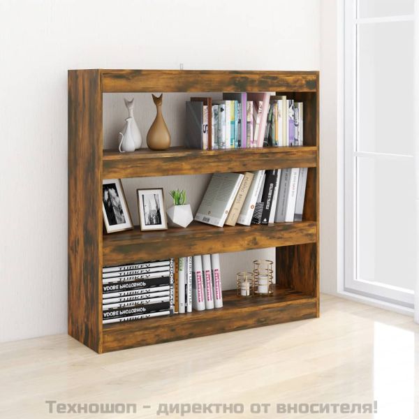 Библиотека/разделител за стая, опушен дъб, 100x30x103 см