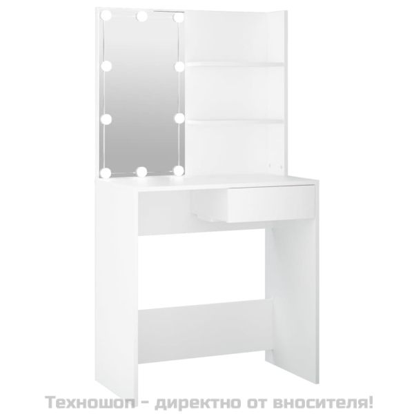 Тоалетка с LED, бяла, 74,5x40x141 см