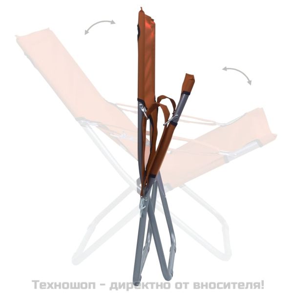 Сгъваеми плажни столове, 2 бр, текстил, кафяви
