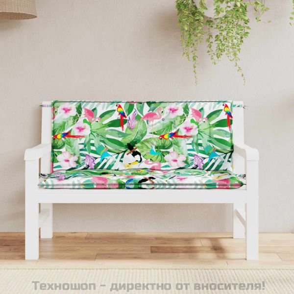 Възглавници за градински пейки 2 бр шарени 120x50x7 см плат