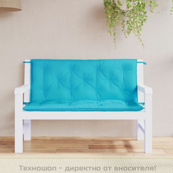 Възглавници за градински пейки 2 бр тюркоаз 120x50x7 см плат