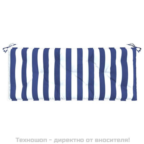 Възглавници за външни пейки 2 бр синьо-бели 120x50x7 см плат