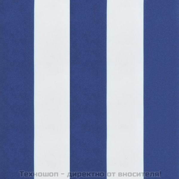 Възглавници за външни пейки 2 бр синьо-бели 120x50x7 см плат