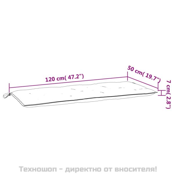 Възглавници за външни пейки 2 бр синьо-бели 120x50x7 см плат