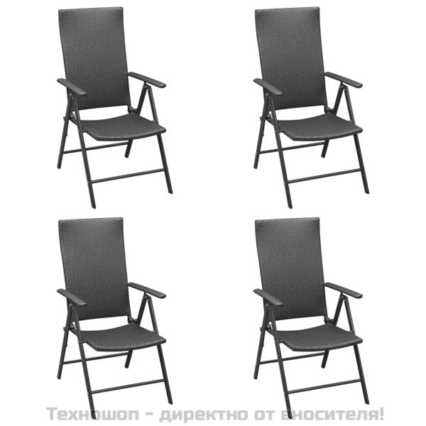 Градински трапезен комплект, 5 части, черно и кафяво