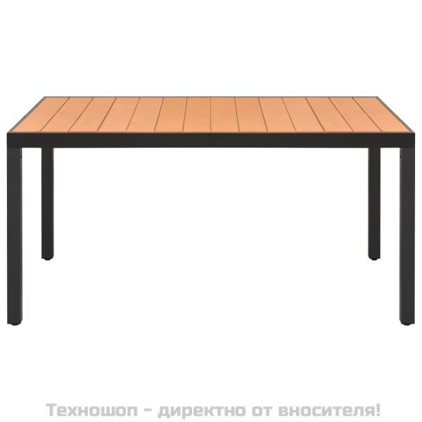 Градински трапезен комплект, 5 части, черно и кафяво