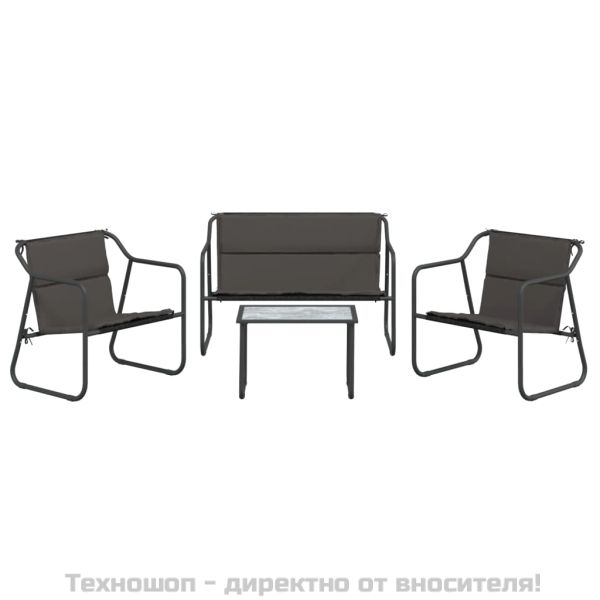 Градински комплект от 4 части с възглавници антрацит стомана