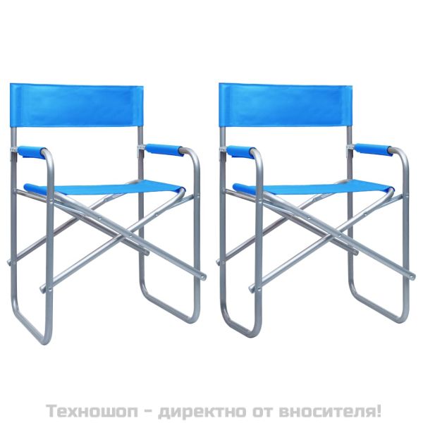 Режисьорски столове, 2 бр, стомана, сини