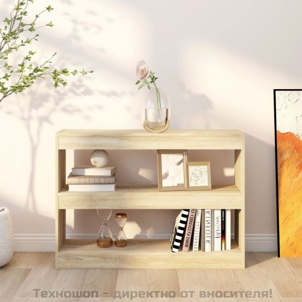 Библиотека/разделител за стая, дъб сонома, 100x30x72 см