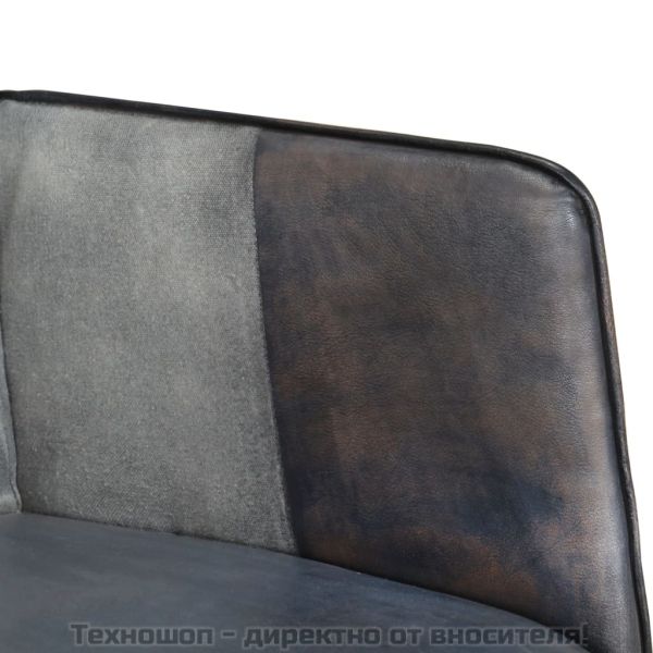 Wingback стол, сив, естествена кожа